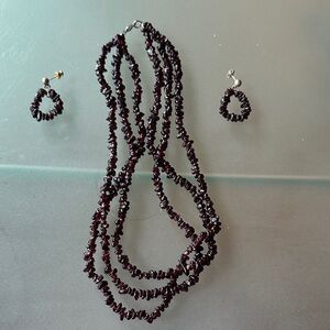 Elegant Garnet Necklace and Earring Set